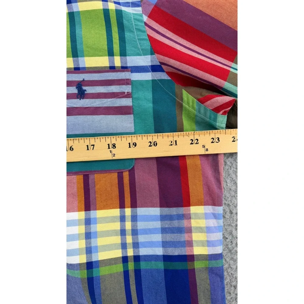 Polo Ralph Lauren Men L Classic Fit Patchwork Plaid Button Down Shirt Multicolor